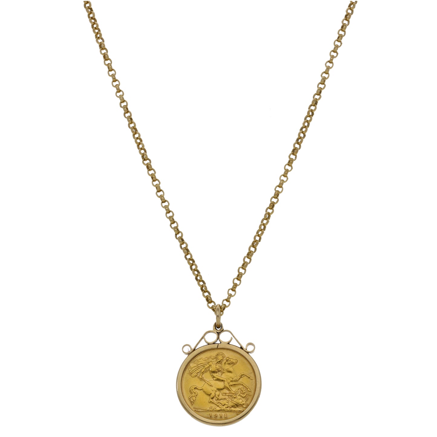 9ct Gold Half Sovereign Coin Pendant With Chain