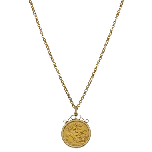 9ct Gold Half Sovereign Coin Pendant With Chain