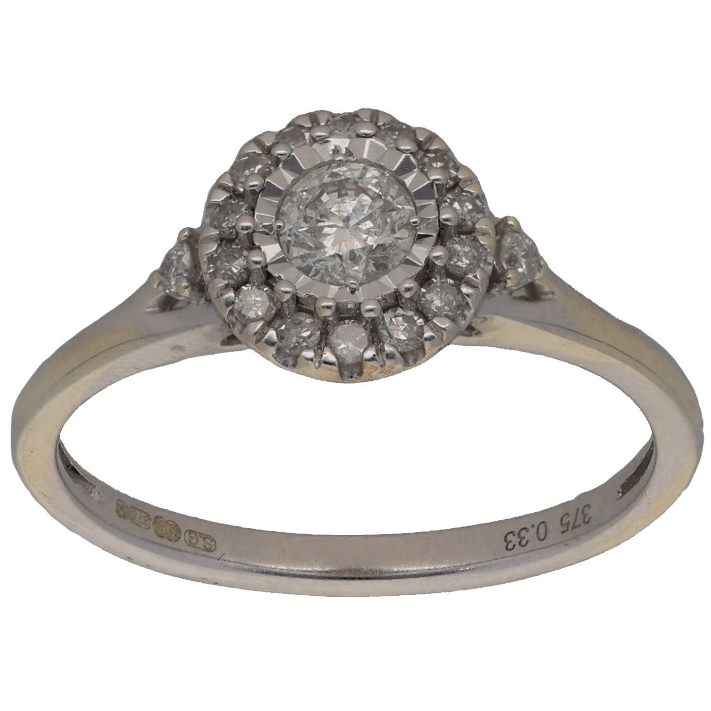 9ct White Gold 0.33ct Diamond Cluster Ring Size M
