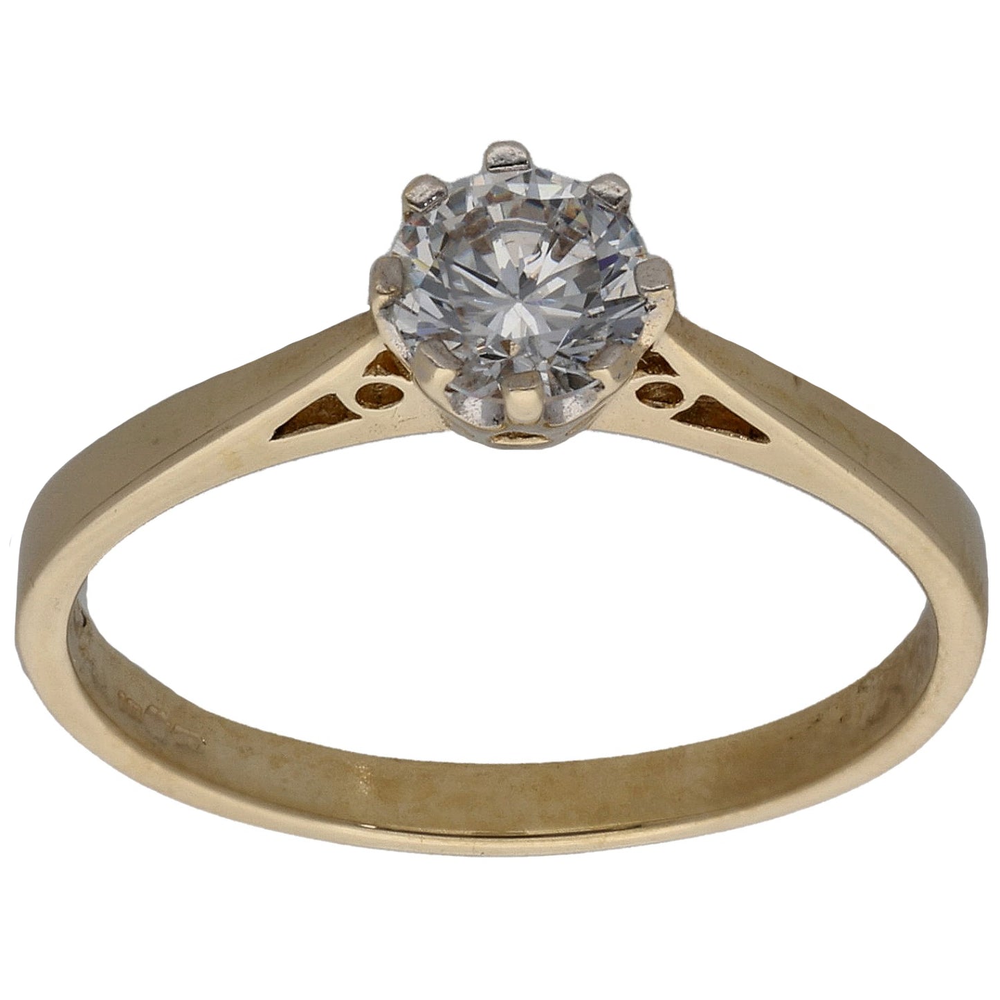 9ct Gold Cubic Zirconia Single Stone Ring Size M
