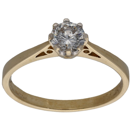 9ct Gold Cubic Zirconia Single Stone Ring Size M