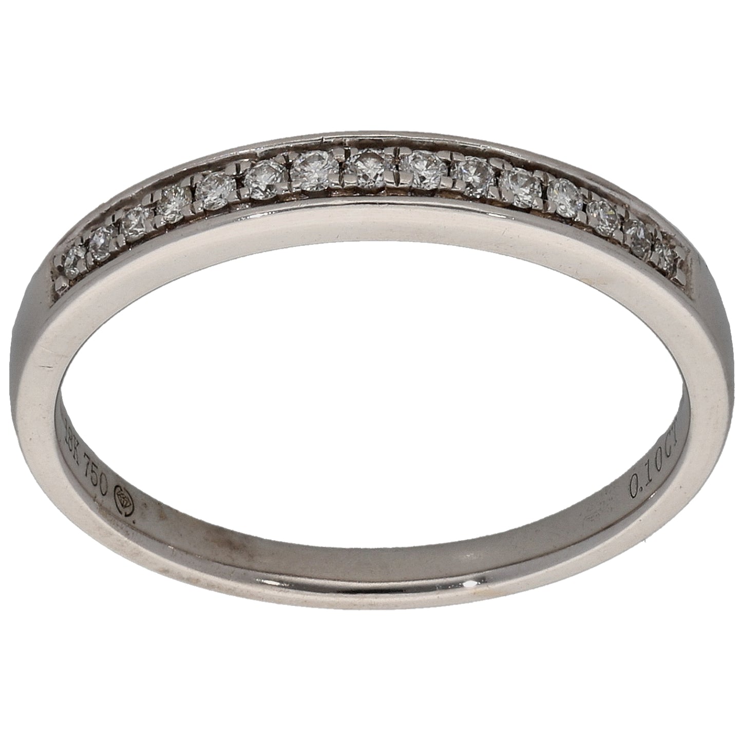 18ct White Gold 0.10ct Diamond Half Eternity Ring Size M