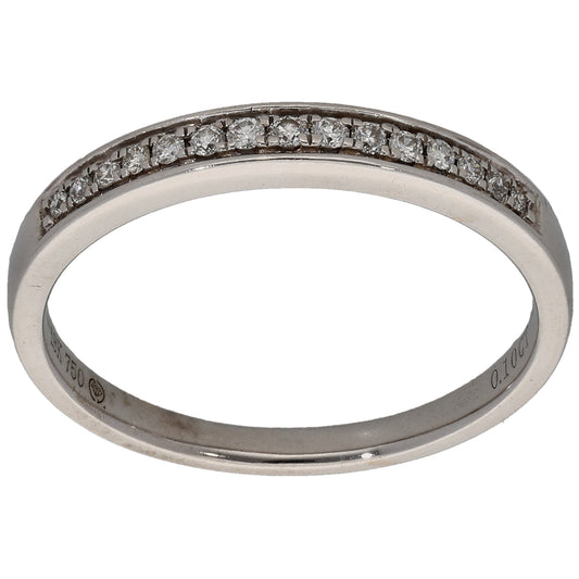 18ct White Gold 0.10ct Diamond Half Eternity Ring Size M