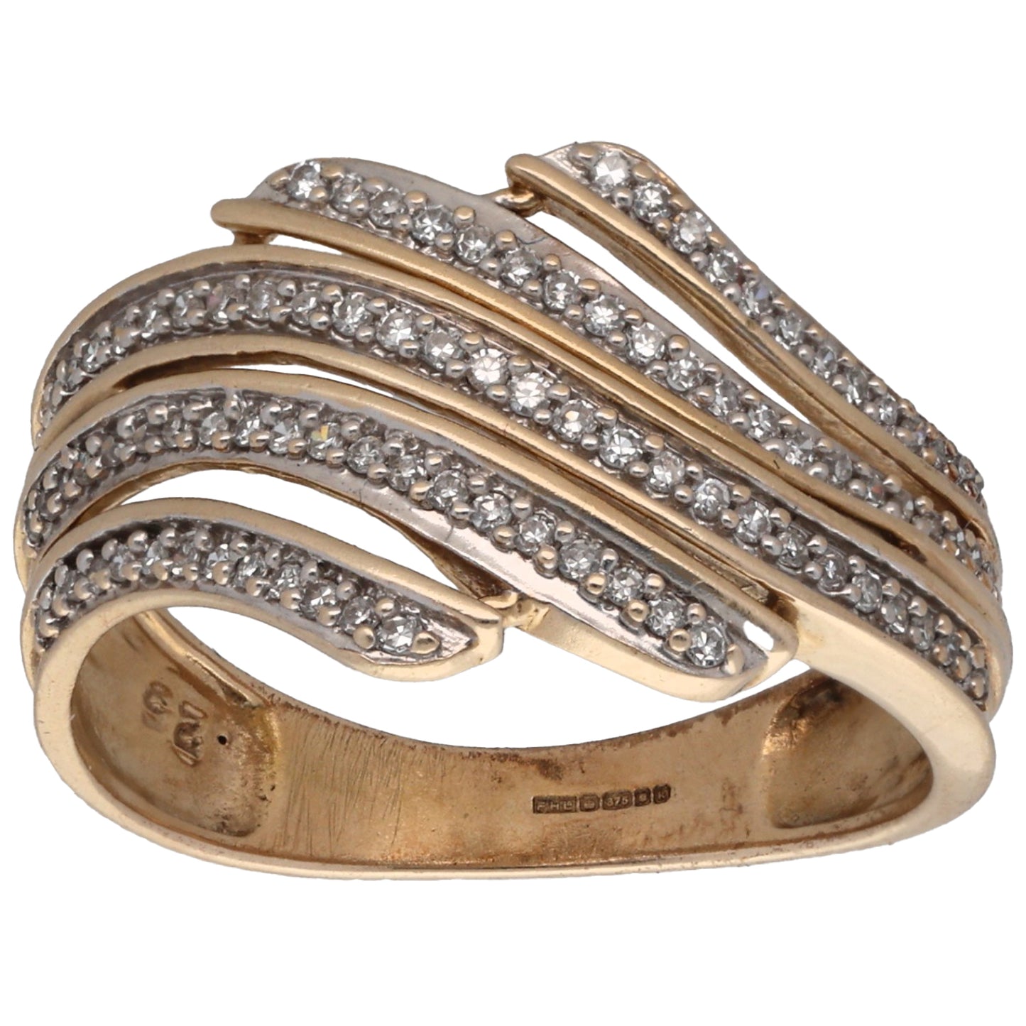 9ct Gold 0.48ct Diamond Dress/Cocktail Ring Size M