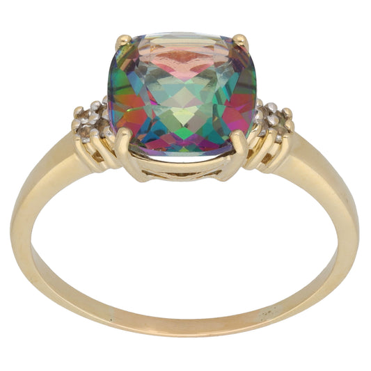 9ct Gold Coated Topaz & White Topaz Dress/Cocktail Ring Size Y
