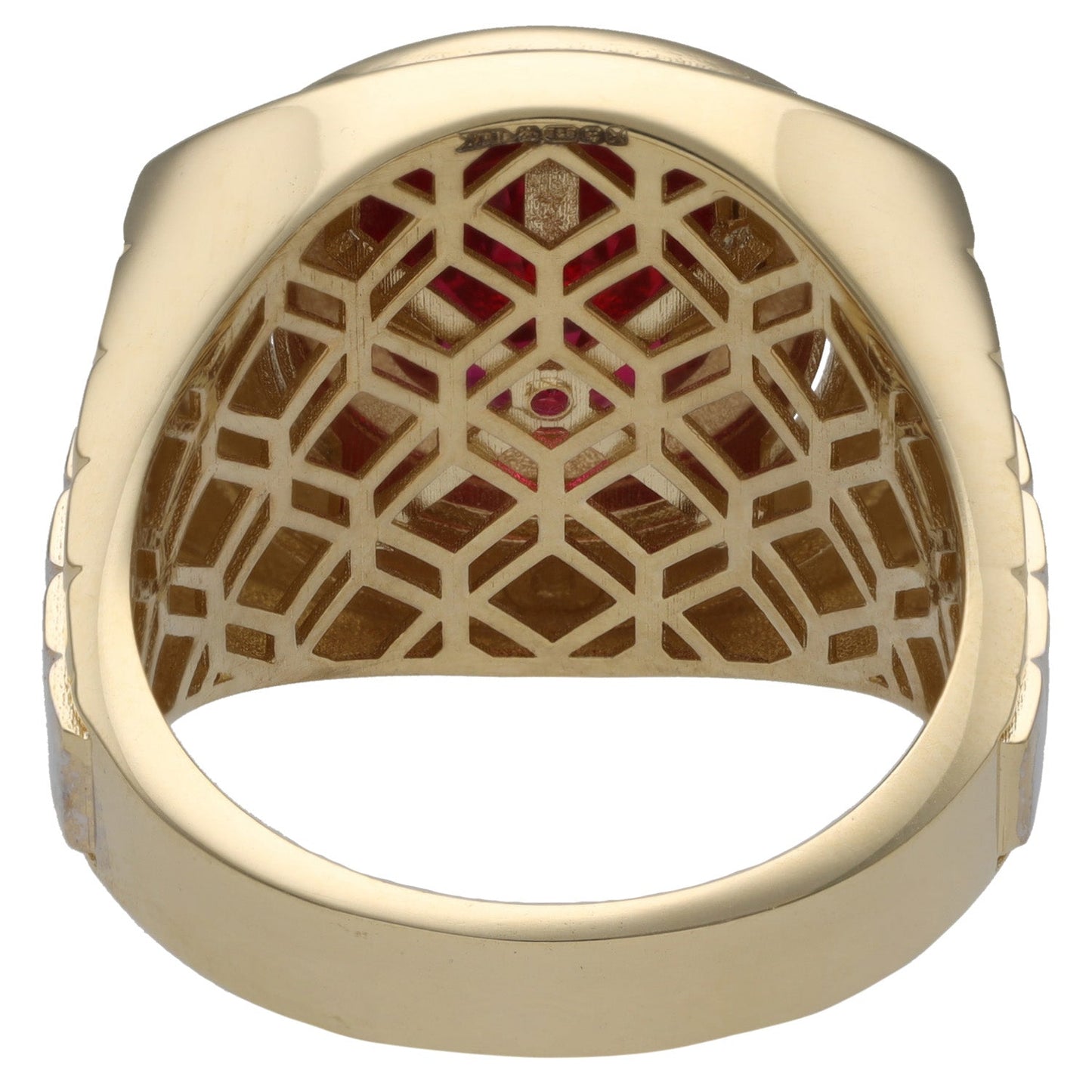 14ct Bi-Colour Gold Red Stone Signet Ring