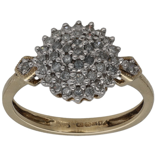 9ct Gold 0.20ct Diamond Cluster Ring Size L