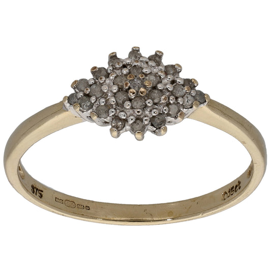 9ct Gold 0.15ct Diamond Cluster Ring Size O