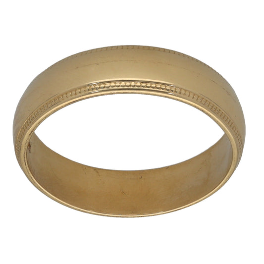 18ct Gold Patterned Wedding Ring Size N