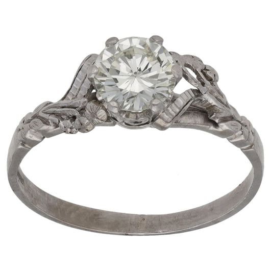18ct White Gold 0.80ct Diamond Solitaire Ring Size N