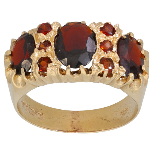 9ct Gold Garnet Dress/Cocktail Ring Size O