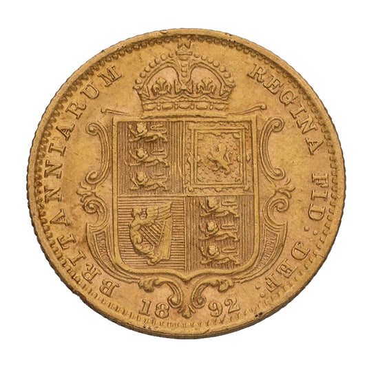 22ct Gold Queen Victoria Half Sovereign Coin 1892