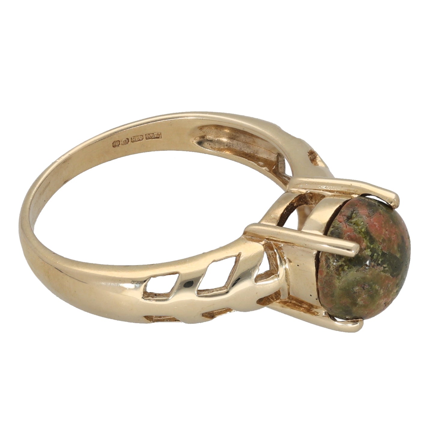 9ct Gold Unakite Single Stone Ring Size N