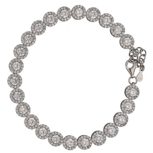 New Sterling Silver Cubic Zirconia Halo Bracelet