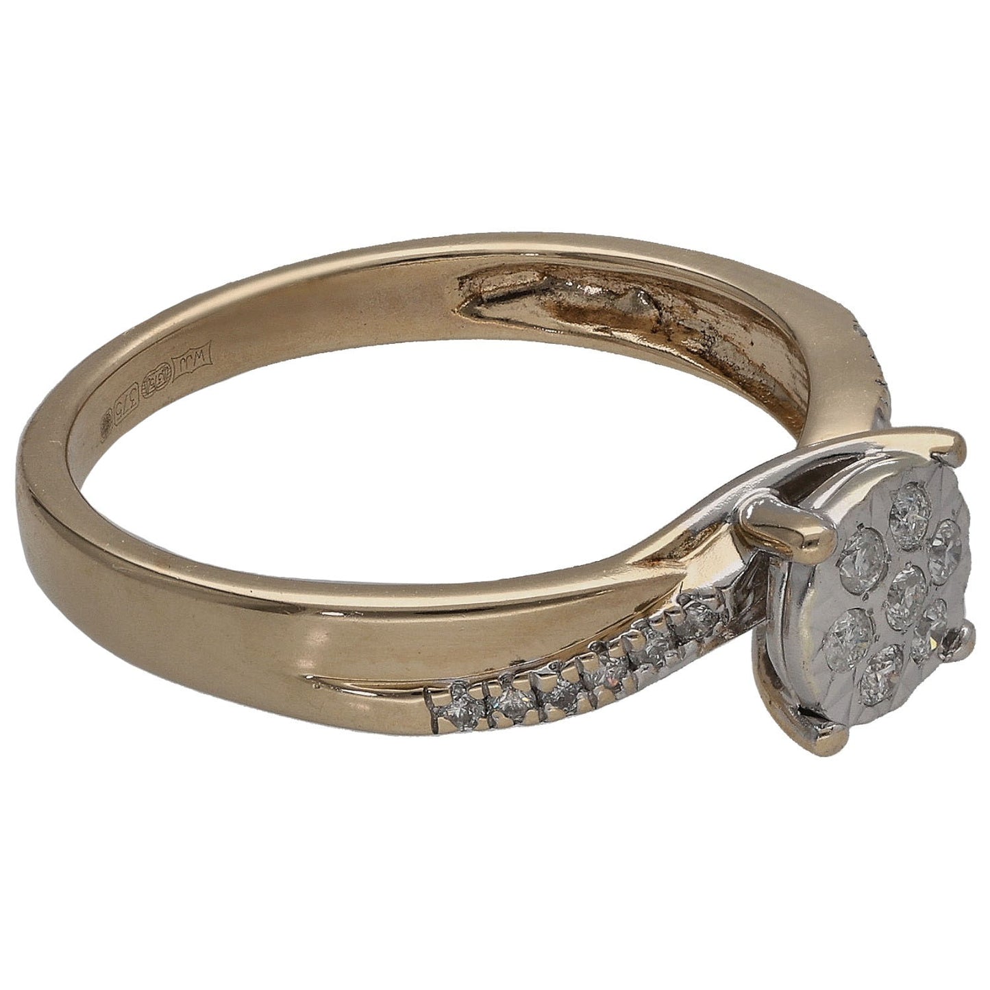 9ct Gold 0.13ct Diamond Dress/Cocktail Ring Size M