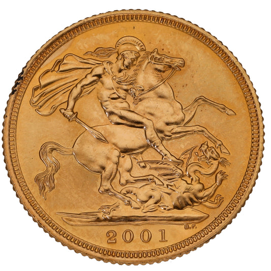 22ct Gold Queen Elizabeth II Full Sovereign Coin 2001