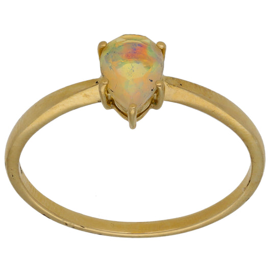 9ct Gold Opal Single Stone Ring Size S
