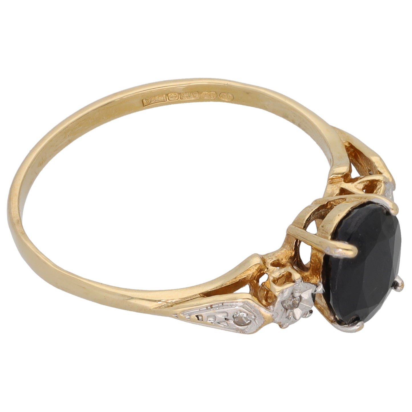 9ct Gold Sapphire & 0.02ct Diamond Dress/Cocktail Ring Size Q