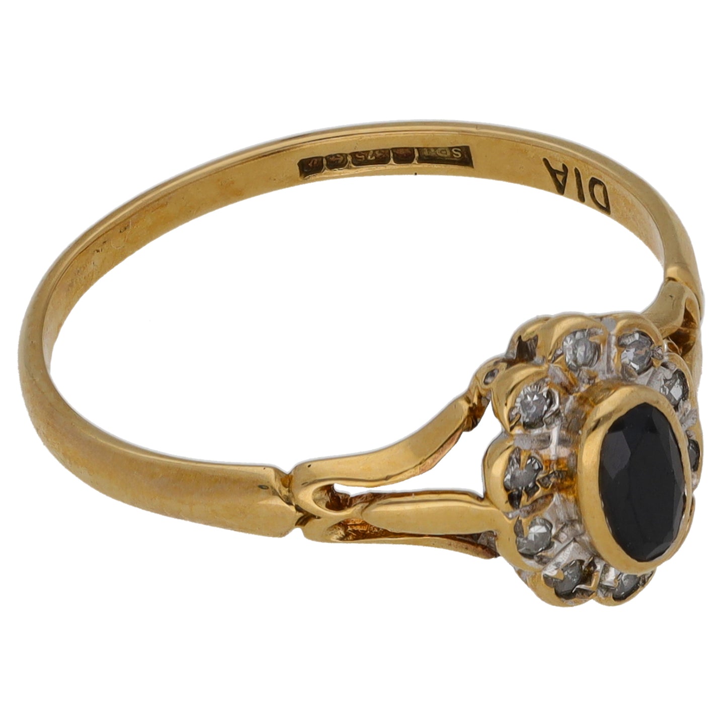 9ct Gold 0.10ct Diamond & Sapphire Dress/Cocktail Ring Size O