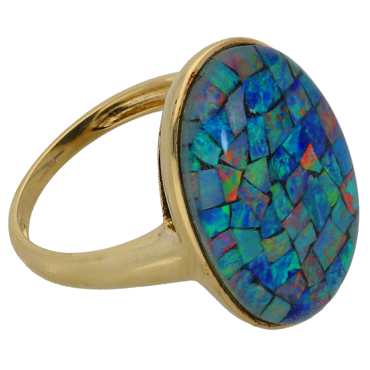 9ct Gold Opal Triplet Single Stone Ring Size Q