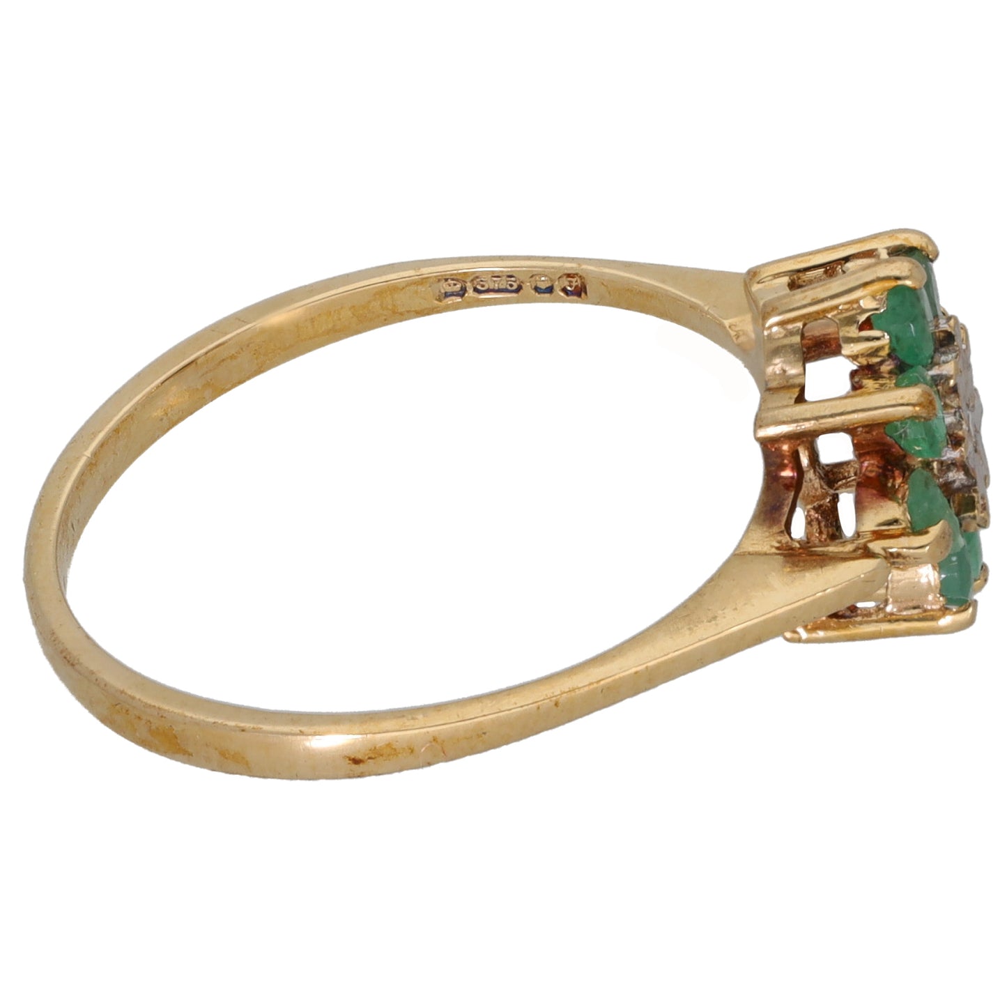 9ct Gold 0.005ct Diamond & Emerald Dress/Cocktail Ring Size N