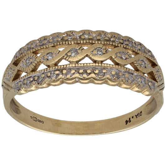 9ct Gold 0.17ct Diamond Dress/Cocktail Ring Size V