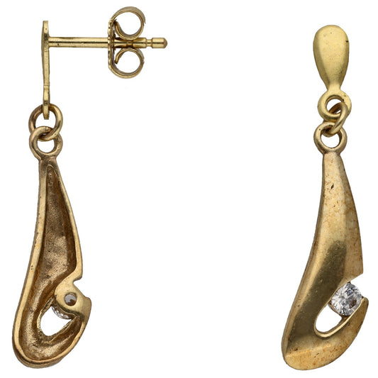 9ct Gold Cubic Zirconia Drop Earrings
