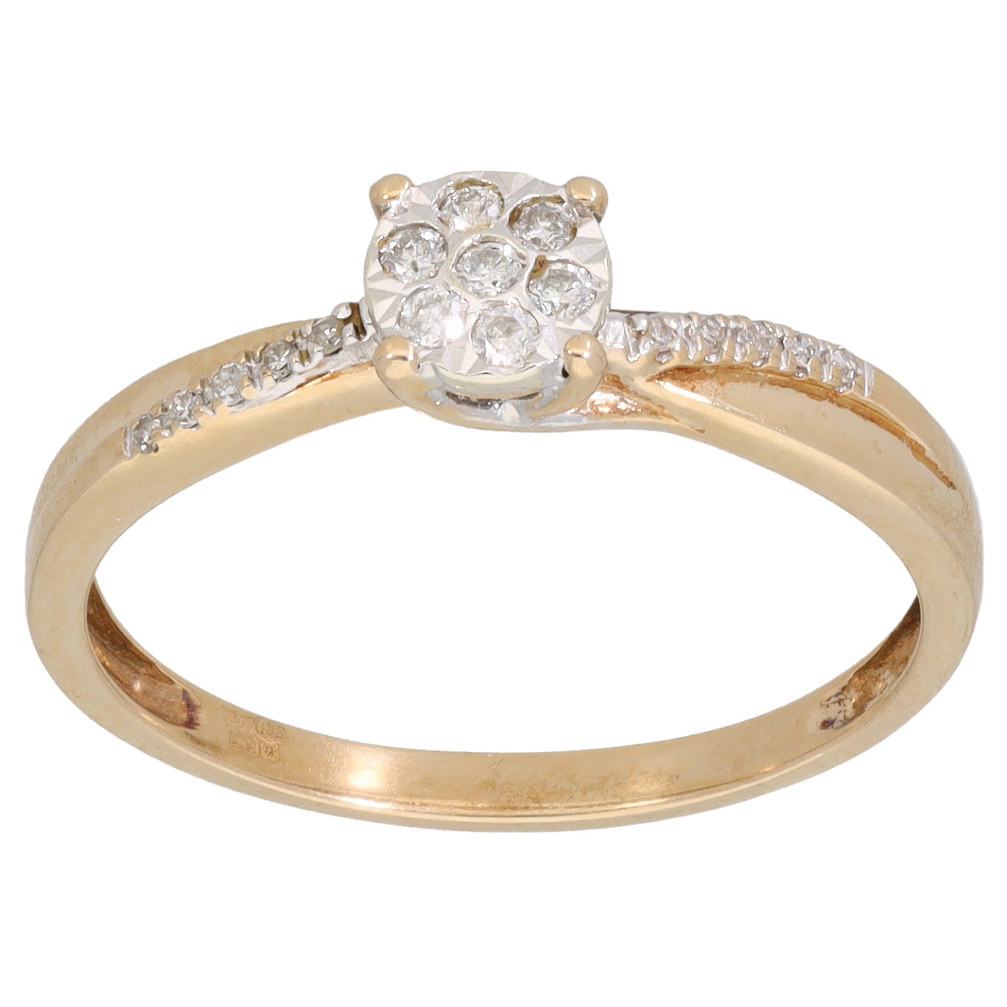 9ct Gold 0.10ct Diamond Dress/Cocktail Ring Size P