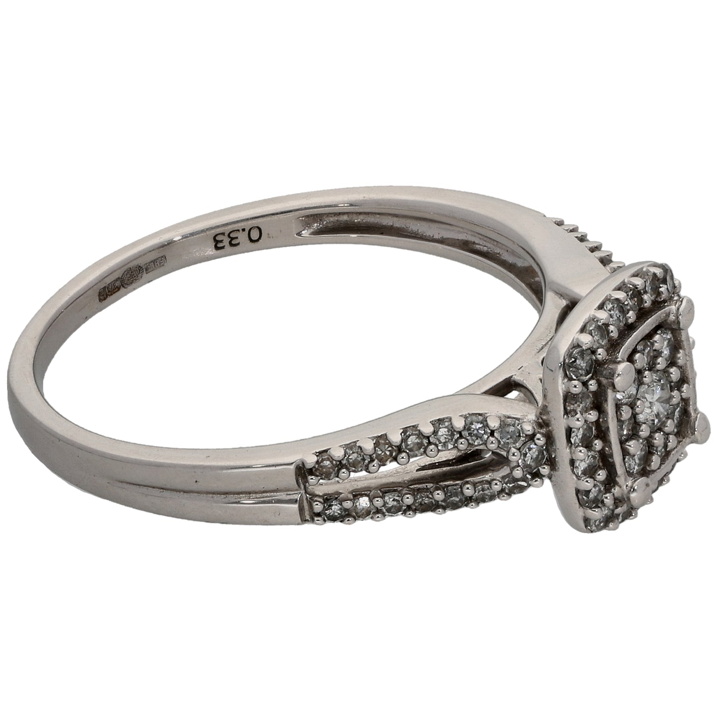 9ct White Gold 0.33ct Diamond Halo Ring Size N