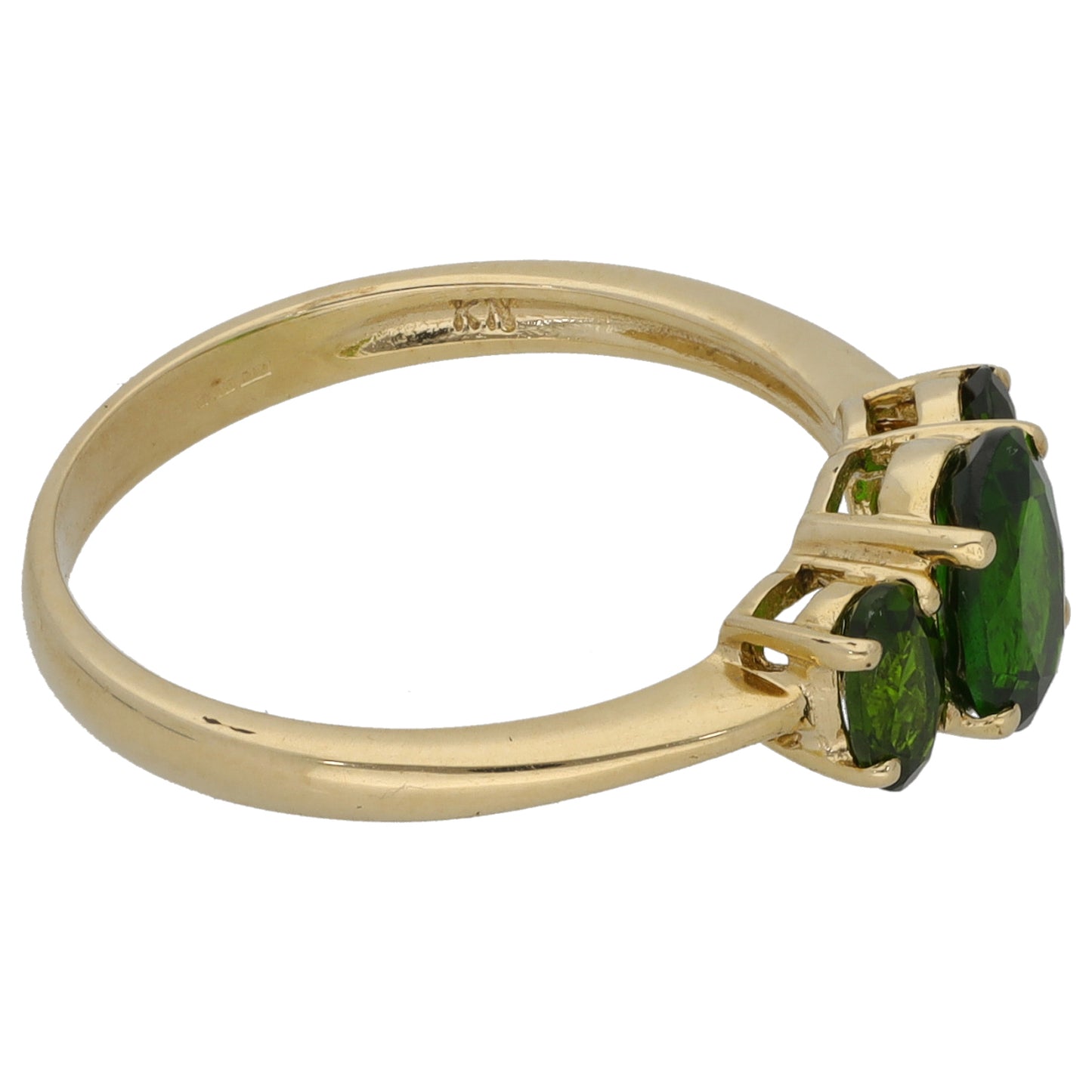 9ct Gold Diopside Trilogy Ring Size N