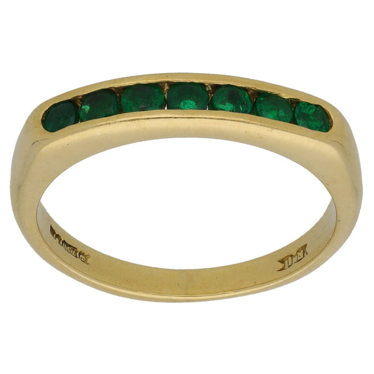 18ct Gold Emerald Half Eternity Ring Size L