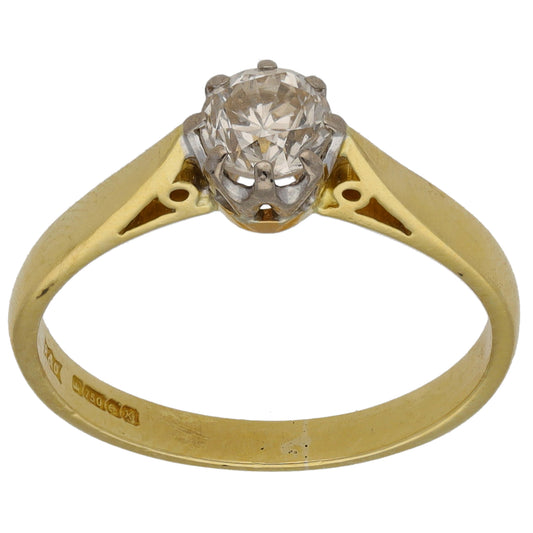 18ct Gold 0.45ct Diamond Solitaire Ring Size M