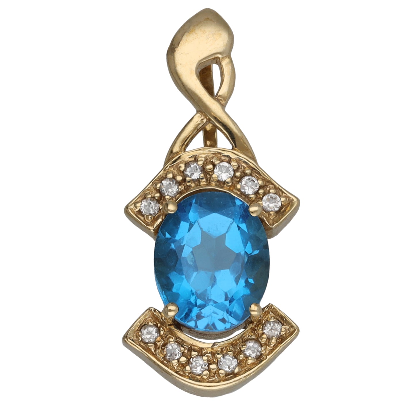 9ct Gold Topaz & Cubic Zirconia Dress/Cocktail Pendant