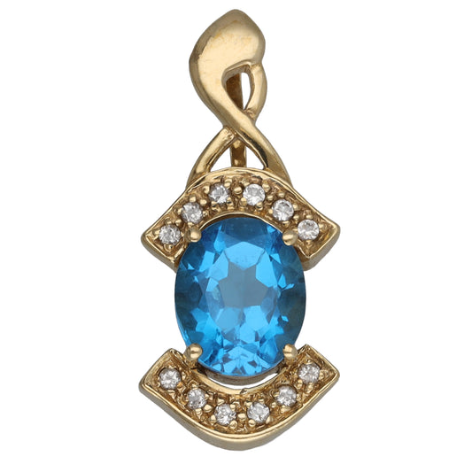 9ct Gold Topaz & Cubic Zirconia Dress/Cocktail Pendant