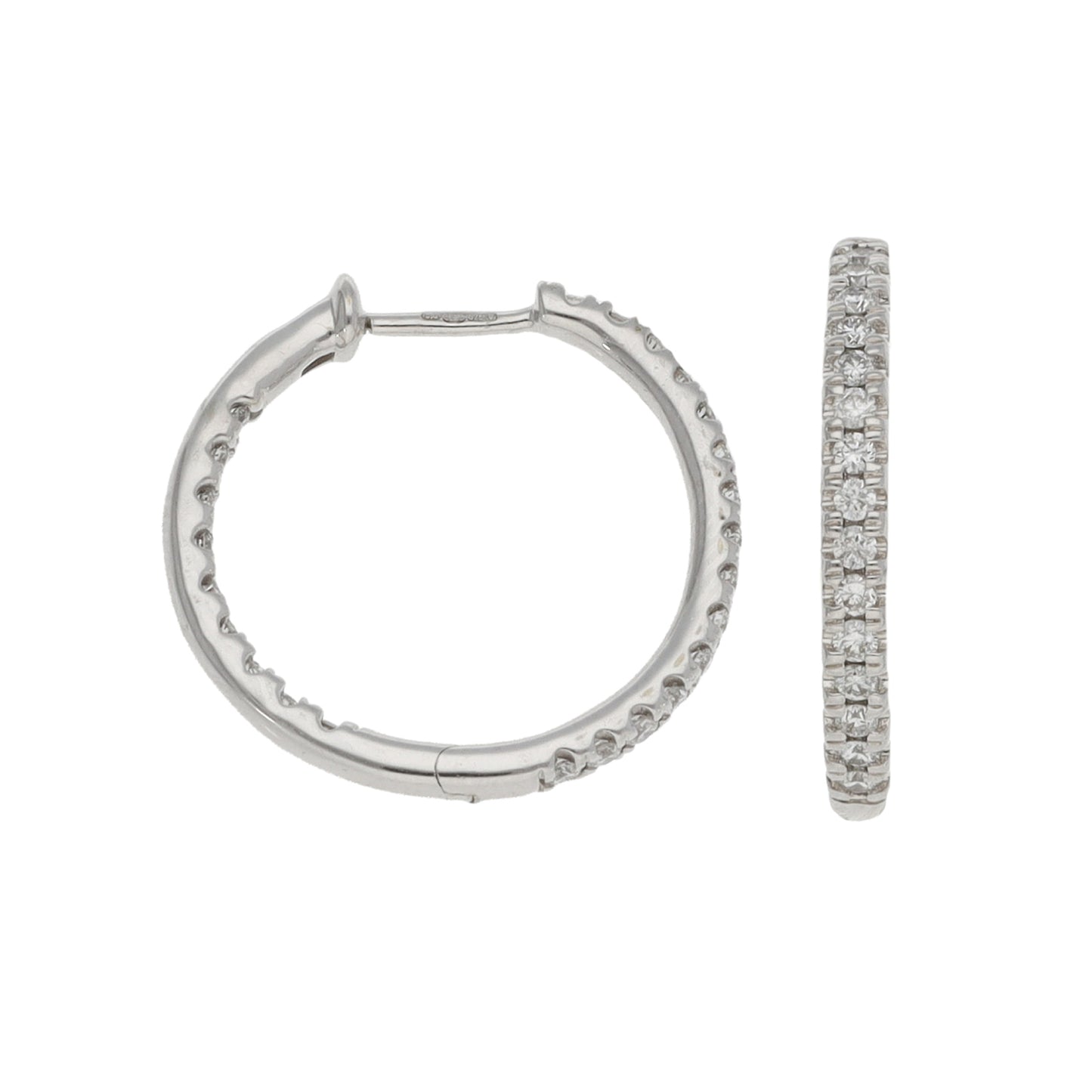 9ct White Gold 0.48ct Diamond Hoop Earrings