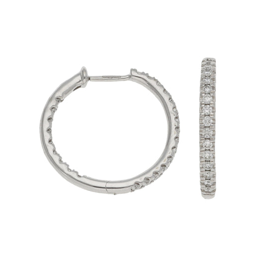 9ct White Gold 0.48ct Diamond Hoop Earrings