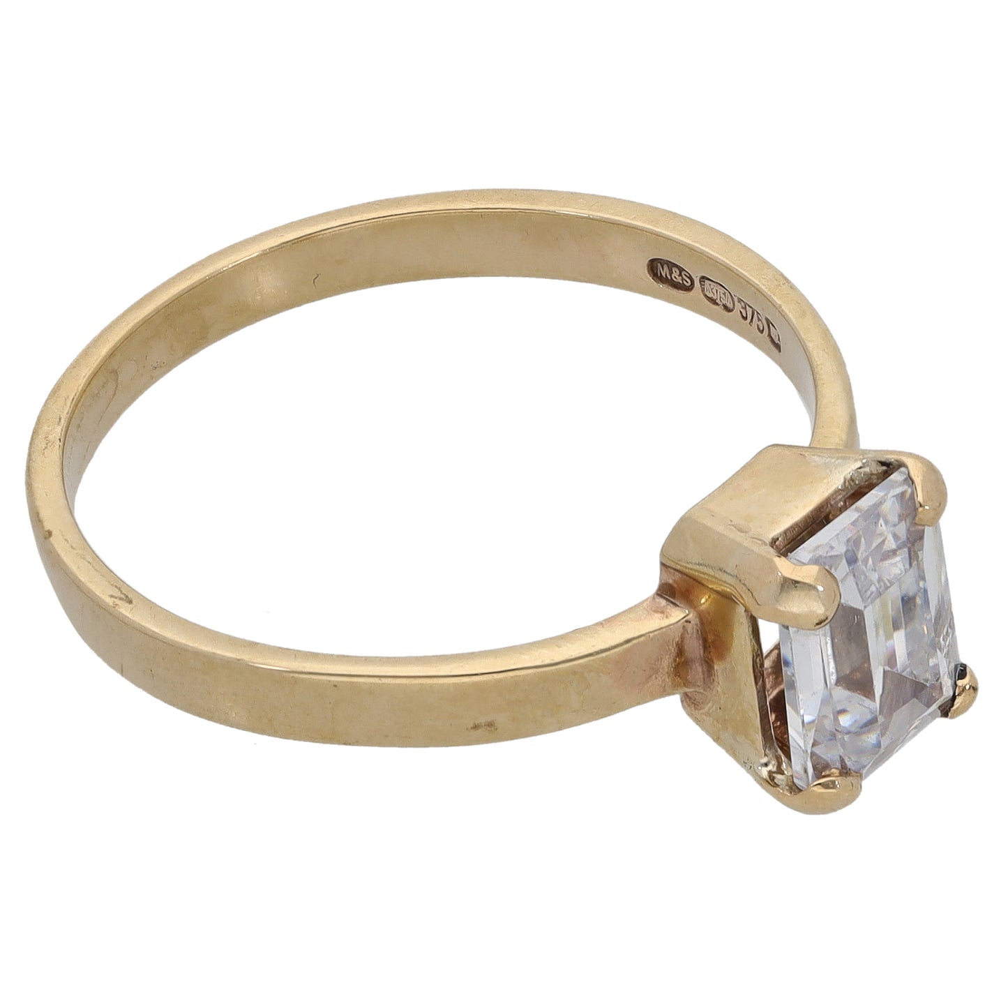 9ct Gold Cubic Zirconia Single Stone Ring Size R