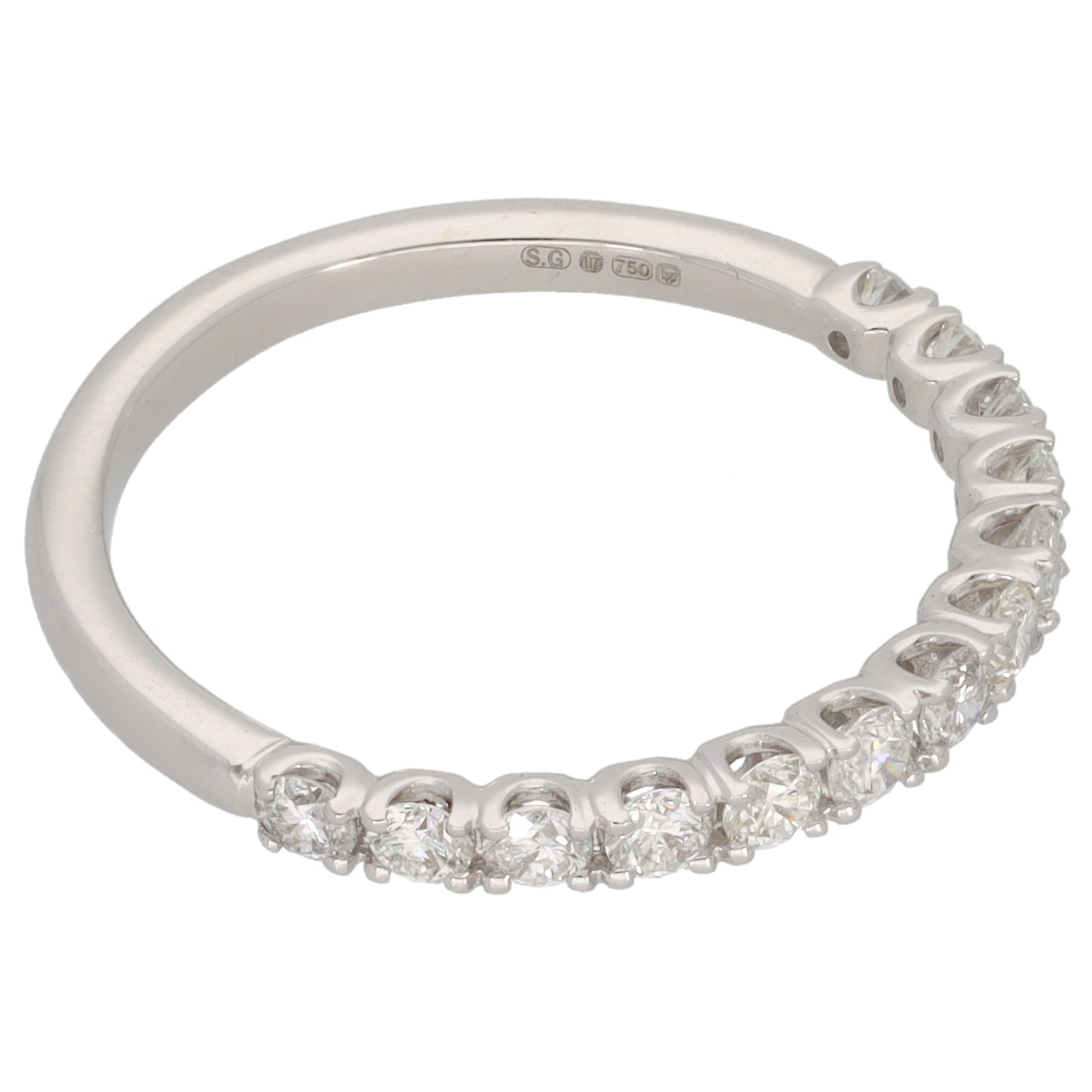 18ct White Gold 0.50ct Diamond Half Eternity Ring Size N