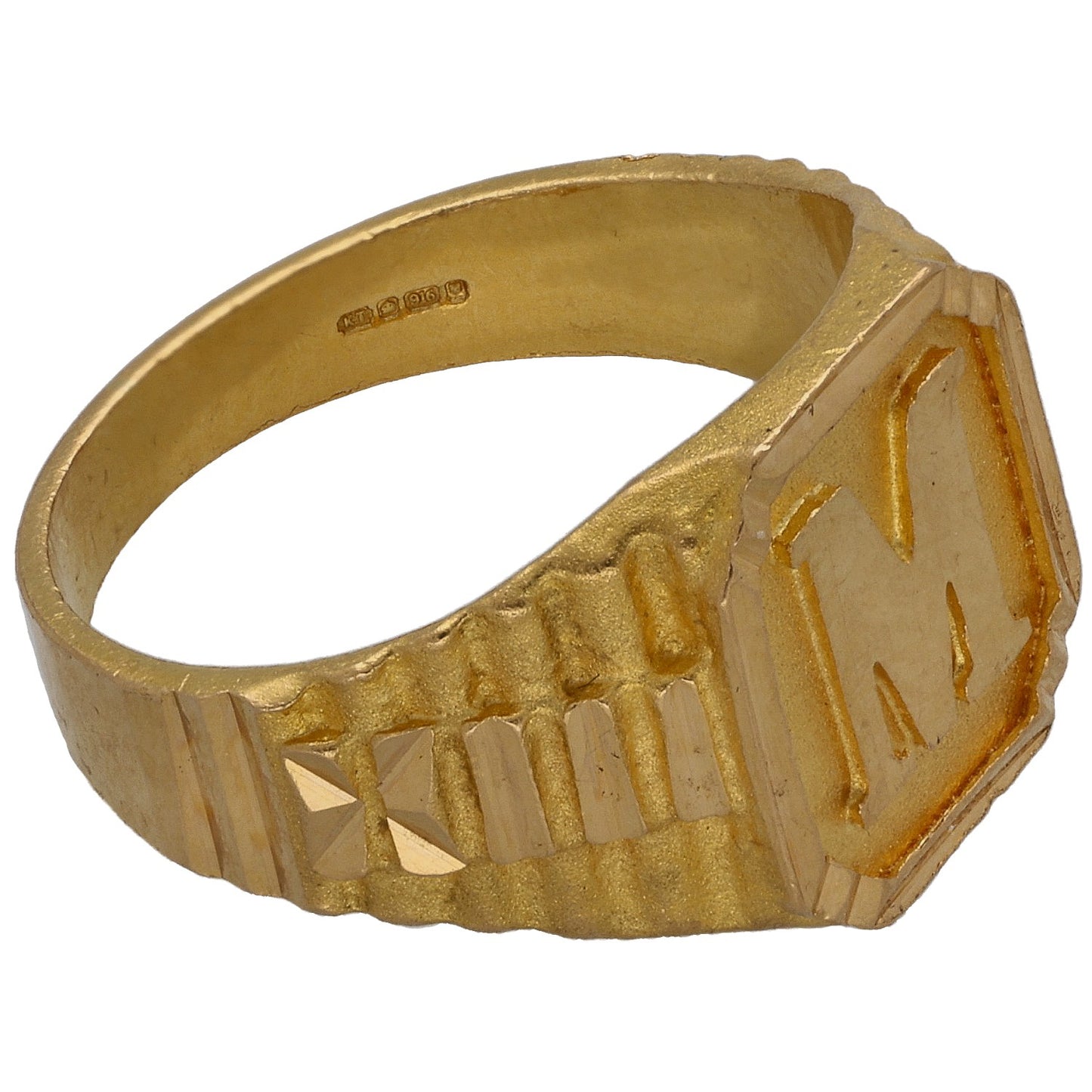 22ct Gold Initial M Signet Ring Size M