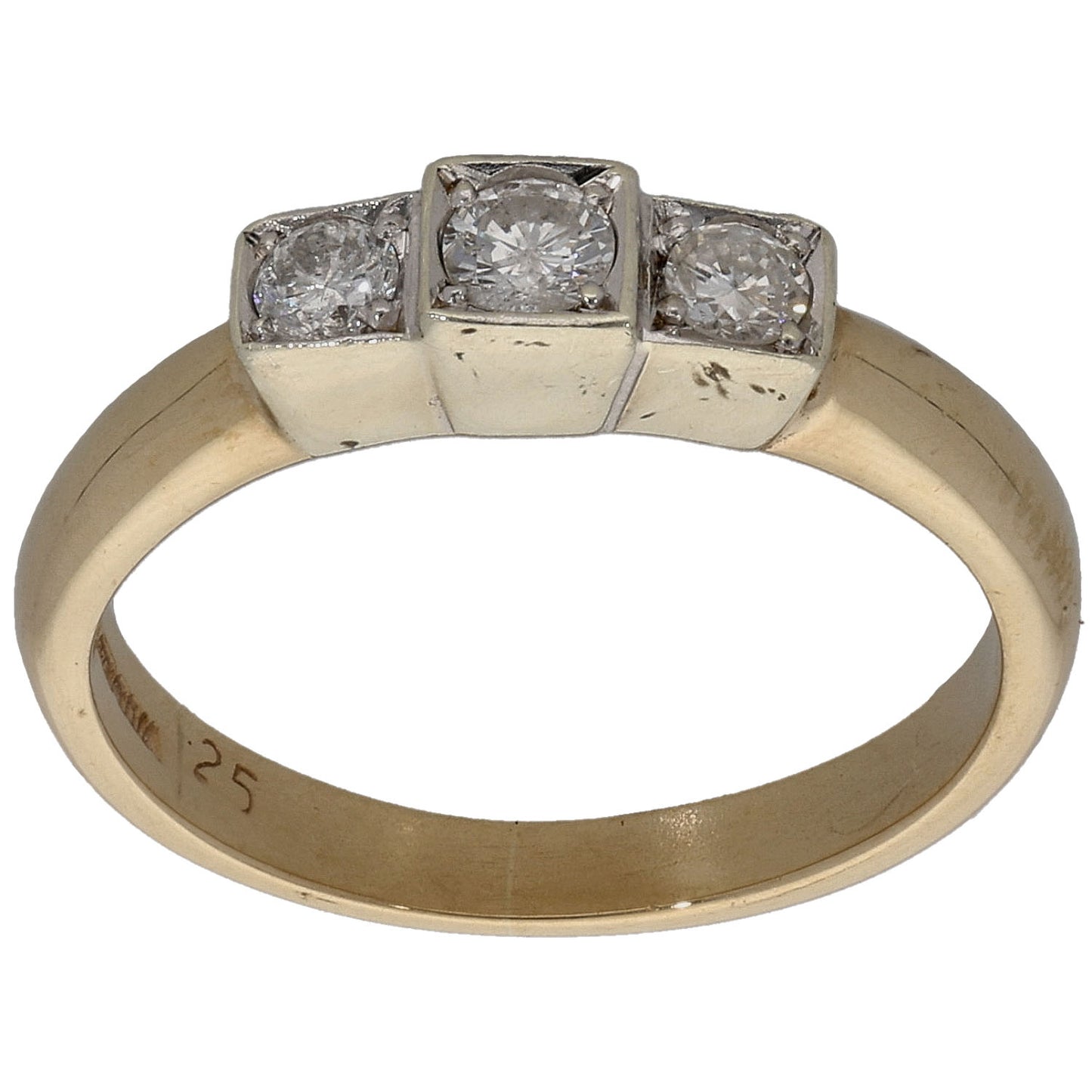 9ct Gold 0.25ct Diamond Trilogy Ring Size K