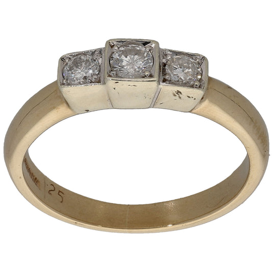 9ct Gold 0.25ct Diamond Trilogy Ring Size K