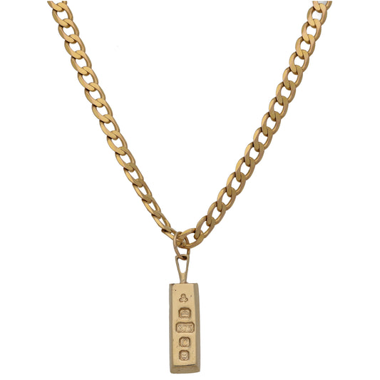 9ct Gold Ingot Pendant With Chain