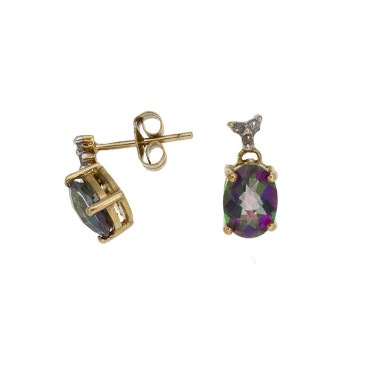 9ct Gold Coated Topaz & 0.03ct Diamond Dress/Cocktail Earrings