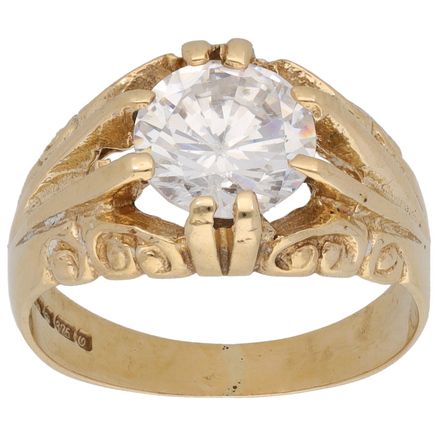 9ct Gold Cubic Zirconia Single Stone Ring Size M