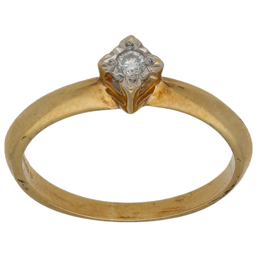 9ct Gold 0.05ct Diamond Solitaire Ring Size L