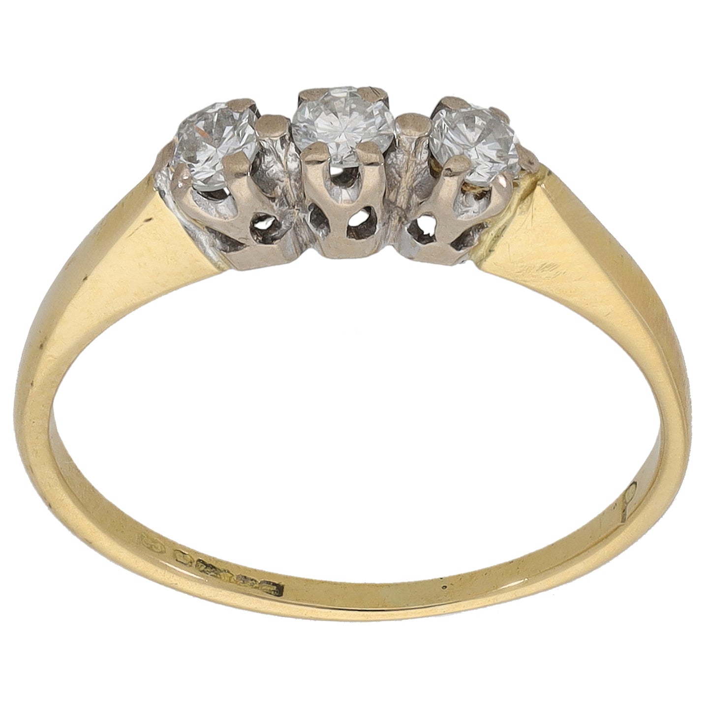 18ct Gold 0.21ct Diamond Trilogy Ring Size L