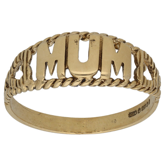 9ct Gold Mum/Mother Ring Size S