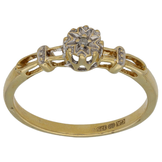 9ct Bicolour Gold 0.01ct Diamond Dress/Cocktail Ring Size P