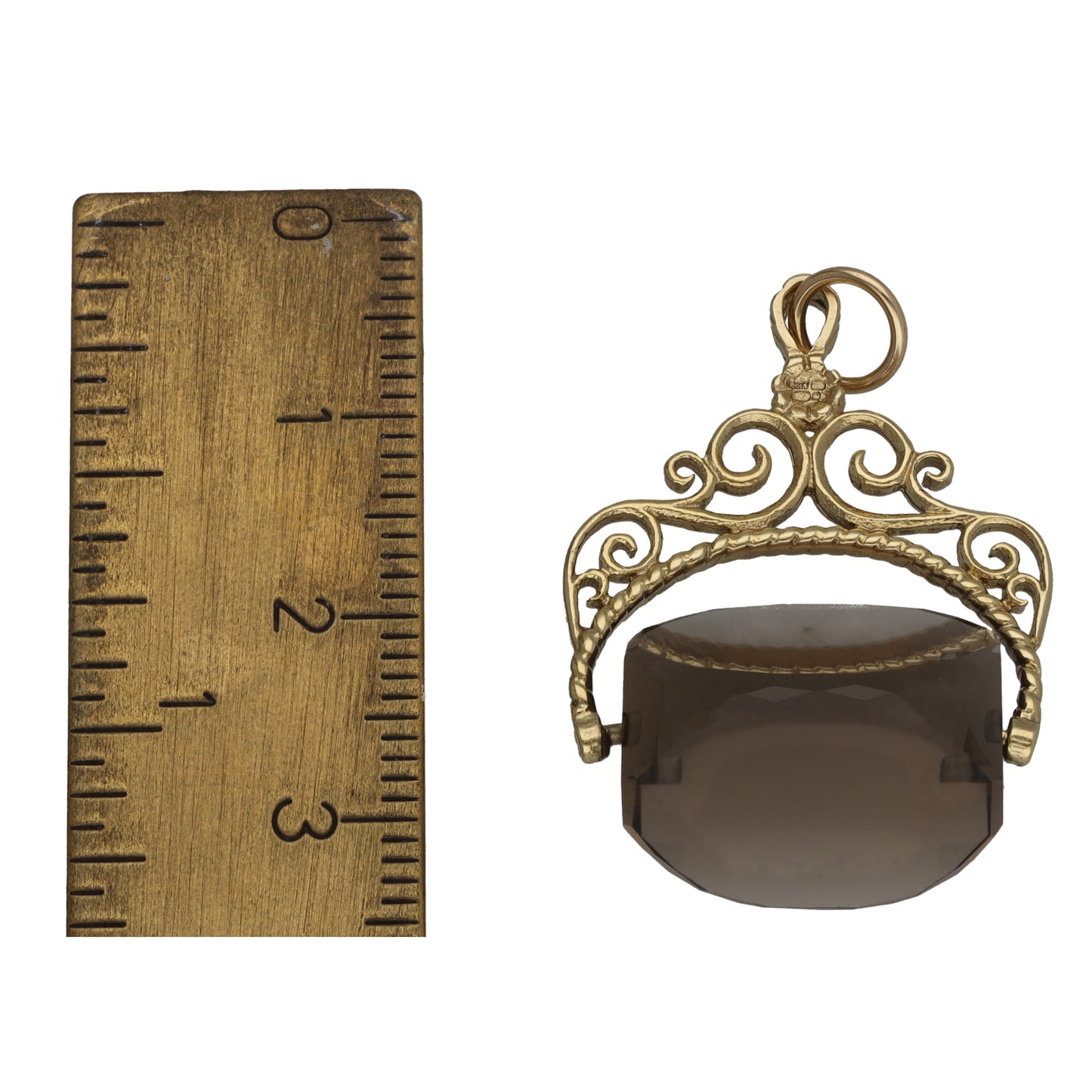 9ct Gold Smoky Quartz Fob Pendant