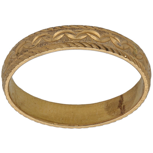 22ct Gold Patterned Wedding Ring Size P